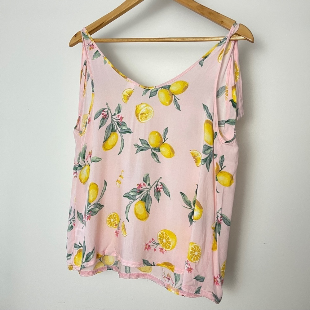 Flora Nikrooz Pink Lemon Floral Top Size L - Picture 5 of 5
